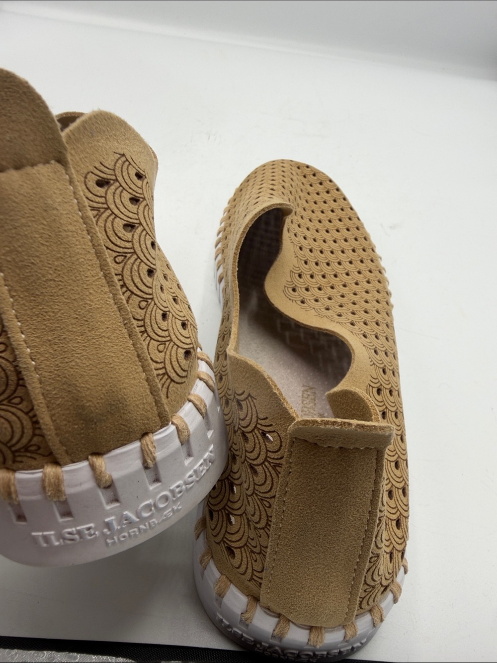 Ilse Jacobsen Tan Scalloped Perforated Slip-Ons - Picture 6 of 6